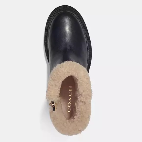 NWOT COACH Jane Ankle Boots - black leather & shearling (brand new without tags) - Picture 6 of 11